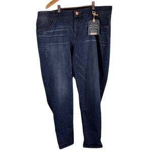 Democracy Sz 22W Blue Denim Ankle Skimmer "Ab"solution® Distressed Jeans